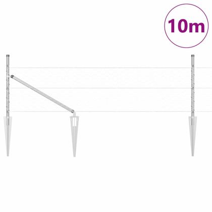 Оградa с колчета Сребрист 0.8 x 10 m Покрит със PVC стомана