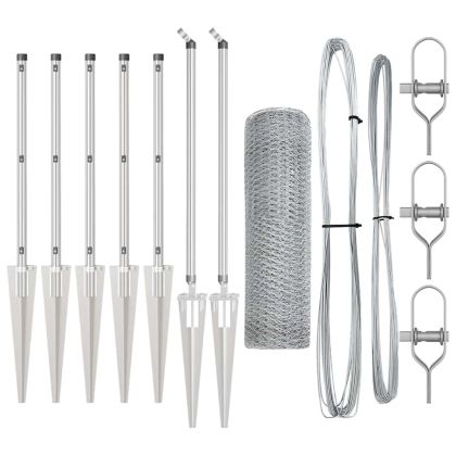 Оградa с колчета Сребрист 1 x 10 m Покрит със PVC стомана