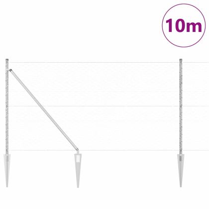 Оградa с колчета Сребрист 1.2 x 10 m Покрит със PVC стомана