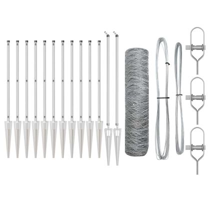 Оградa с колчета Сребрист 1 x 25 m Покрит със PVC стомана