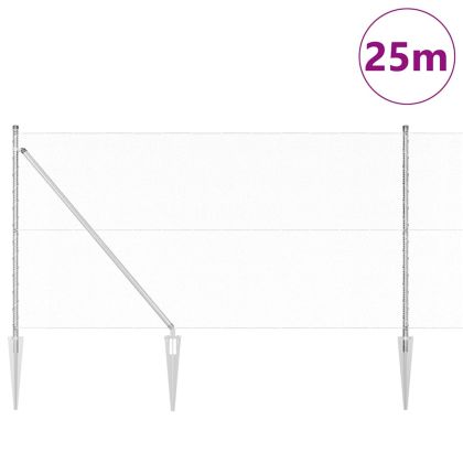 Оградa с колчета Сребрист 1.4 x 25 m Покрит със PVC стомана