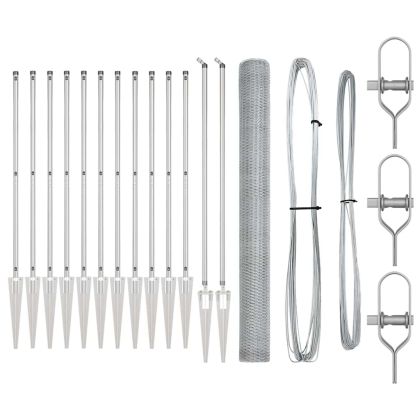 Оградa с колчета Сребрист 1.5 x 25 m Покрит със PVC стомана