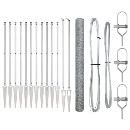 Оградa с колчета Сребрист 1.6 x 25 m Покрит със PVC стомана