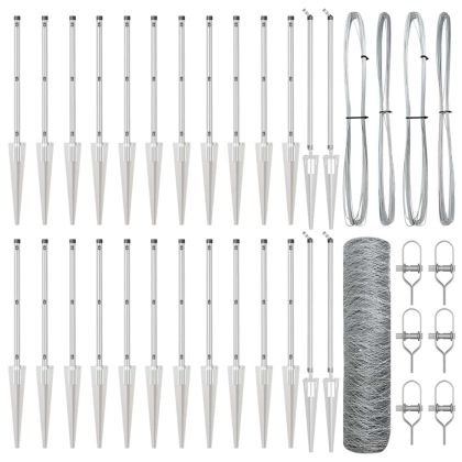 Оградa с колчета Сребрист 1 x 50 m Покрит със PVC стомана