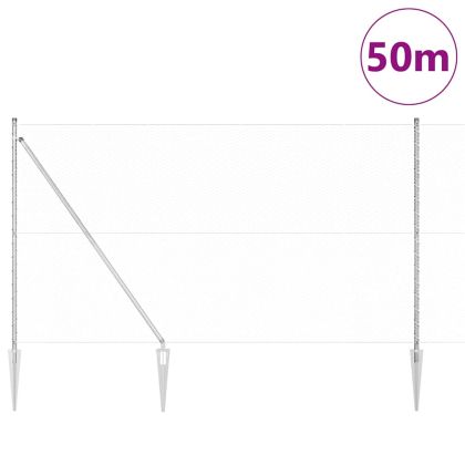 Оградa с колчета Сребрист 1.6 x 50 m Покрит със PVC стомана