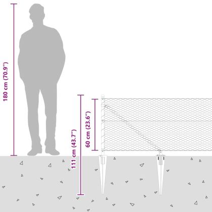 Оградa с колчета Сребрист 0.6 x 100 м Покрит със PVC стомана