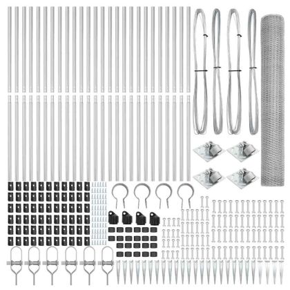 Оградa с колчета Сребрист 1.4 x 100 m Покрит със PVC стомана