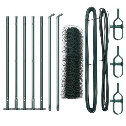 Оградa с колчета Зелен 0.6 x 10 м Покрит със PVC стомана