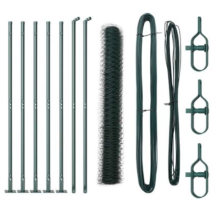 Оградa с колчета Зелен 1.2 x 10 m Покрит със PVC стомана