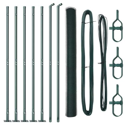 Оградa с колчета Зелен 1.4 x 10 m Покрит със PVC стомана