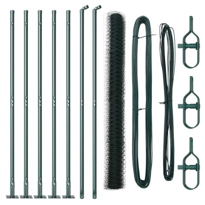 Оградa с колчета Зелен 1.5 x 10 m Покрит със PVC стомана