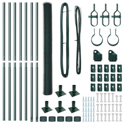 Оградa с колчета Зелен 1.6 x 10 m Покрит със PVC стомана