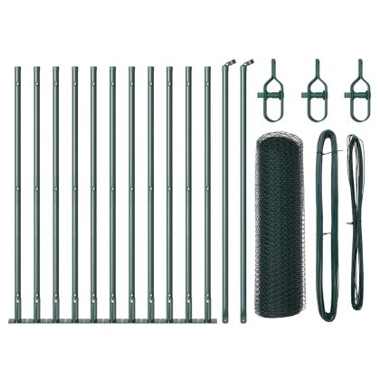 Оградa с колчета Зелен 0.6 x 25 м Покрит със PVC стомана