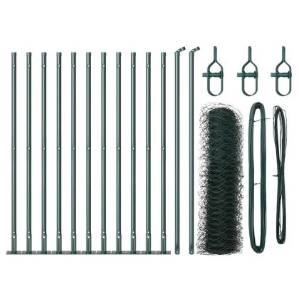Оградa с колчета Зелен 0.6 x 25 м Покрит със PVC стомана