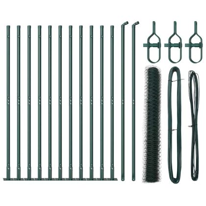 Оградa с колчета Зелен 0.8 x 25 m Покрит със PVC стомана