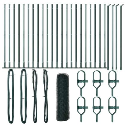 Оградa с колчета Зелен 0.4 x 50 м Покрит със PVC стомана