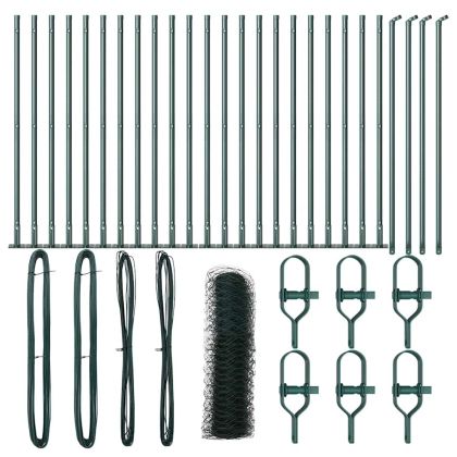 Оградa с колчета Зелен 0.4 x 50 м Покрит със PVC стомана