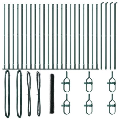 Оградa с колчета Зелен 1.6 x 50 m Покрит със PVC стомана