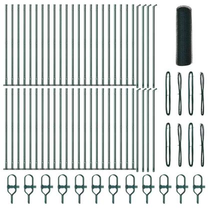 Стълб за ограда. Зелен 100 x 0,4 м (13 мм мрежа) Стомана и PVC