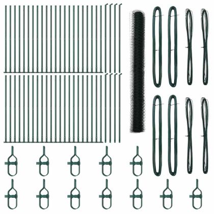 Оградa с колчета Зелен 1.6 x 100 m Покрит със PVC стомана