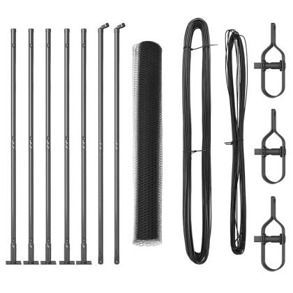 Оградa с колчета Сив 1 x 10 m Покрит със PVC стомана