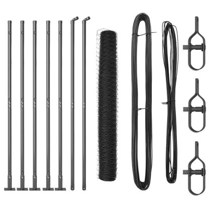 Оградa с колчета Сив 1 x 10 m Покрит със PVC стомана