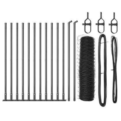 Оградa с колчета Сив 0.5 x 25 м Покрит със PVC стомана