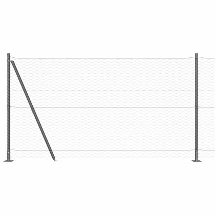Оградa с колчета Сив 1.5 x 100 м Покрит със PVC стомана