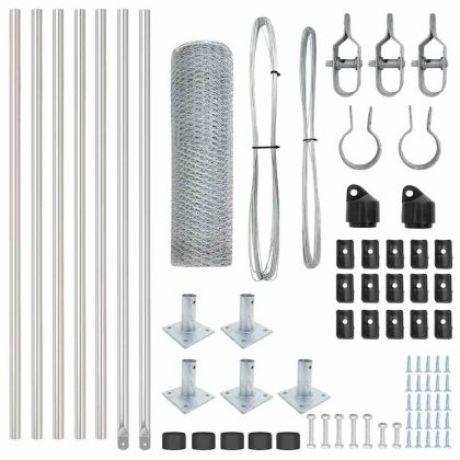 Оградa с колчета Сребрист 0.6 x 10 м Покрит със PVC стомана