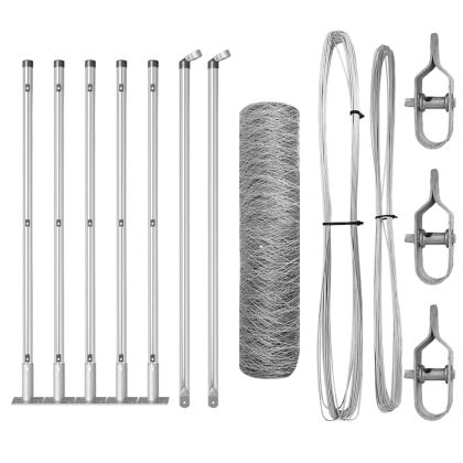 Стълб за ограда. Сребрист 10 x 0,6 м (36 мм мрежа) Стомана