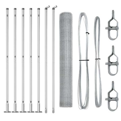 Оградa с колчета Сребрист 0.8 x 10 m Покрит със PVC стомана