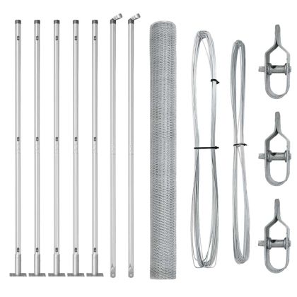 Оградa с колчета Сребрист 1.5 x 10 m Покрит със PVC стомана