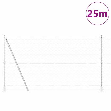 Оградa с колчета Сребрист 1.2 x 25 m Покрит със PVC стомана