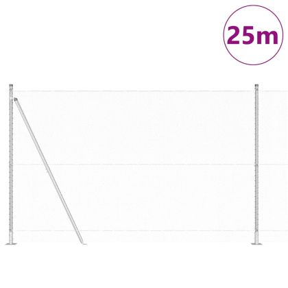 Оградa с колчета Сребрист 1.5 x 25 m Покрит със PVC стомана