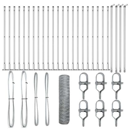 Оградa с колчета Сребрист 0.4 x 50 м Покрит със PVC стомана