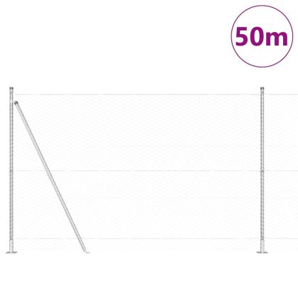 Оградa с колчета Сребрист 1.6 x 50 m Покрит със PVC стомана