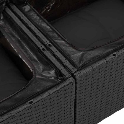 Градински Софа Комплект с възглавница 5 pcs Черно полиратан