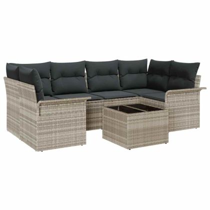 Градински Софа Комплект 7 pcs Светло сиво и тъмно сиво