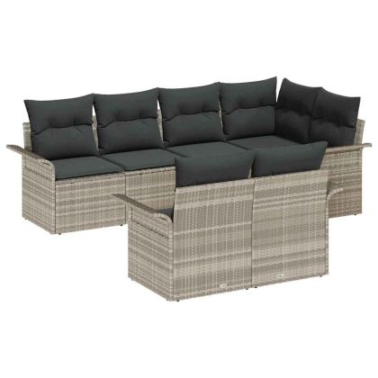 Градински Софа Комплект 7 pcs Светлосиво Полиратан