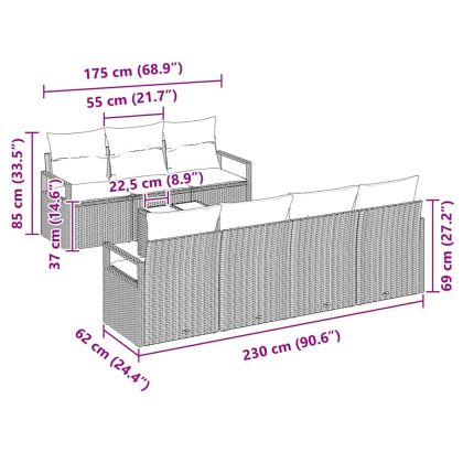 Градински Софа Комплект 8 pcs Бежов, Сив 55 x 55 x 37 см