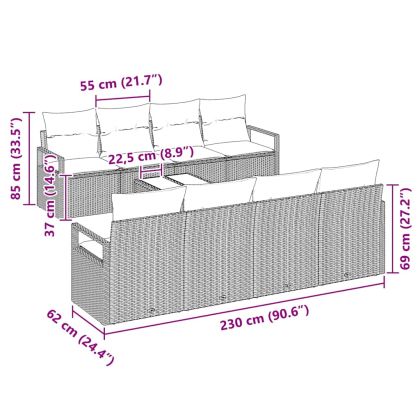 Градински Софа Комплект 9 pcs Светло сиво и тъмно сиво