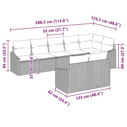 Градински Софа Комплект 8 pcs Светлосиво полиратан