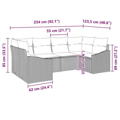 Градински Софа Комплект с възглавница 6 pcs Кафяв и Кремав