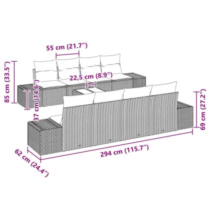 Градински Софа Комплект 8 pcs Светло сиво и тъмно сиво