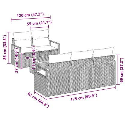 Градински Софа Комплект 6 pcs Черно и бяло