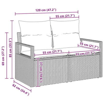 Градински Софа Комплект 7 pcs бежово и светлосиво