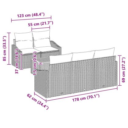 Градински Софа Комплект 6 pcs Черно и бяло