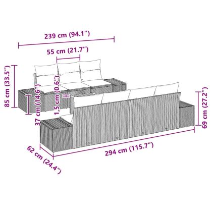 Градински Софа Комплект 8 pcs Бежов и бял
