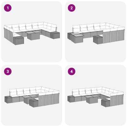 Градински Софа Комплект със съхранение 11 pcs Бежово Полиратан