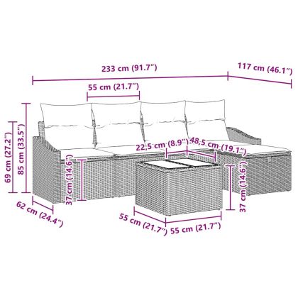 Комплект дивани с възглавница със съхранение Бежово полиратан